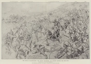 La Batalla de Elandslaagte, los Devons, Manchesters y Gordons cargando contra los cañones bóer